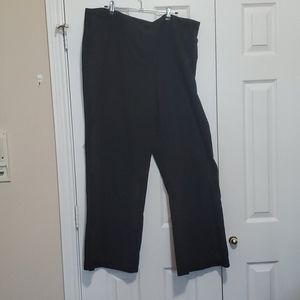 Black slacks with side slit pockets.